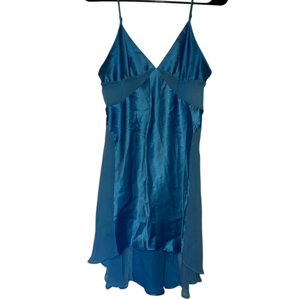 Victoria Secret Woman’s Blue Silky Slip Night Gown Intimate Pink Tag Shear
